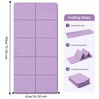 Foldable Travel Fitness Mat Mute Exercise Mat New Pilates Mat  For Floor Workouts Dance Purple(4mm)