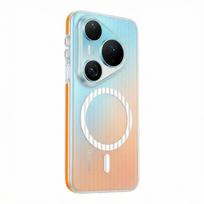 For Magnetic Matte Hard Case for Huawei Pura 90 Pro Max 90Pro Transparent Luggage Stripe Slim Shockproof Cover Bumper For Pura 90 Pro oranžinė