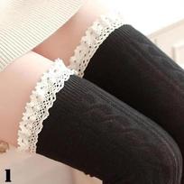 Women Fashionable Solid Color Warm Cotton Thigh High Long Stockings Knit Over Knee Lace Girls Socks Accessories Creative Gifts One Size