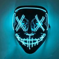 2026 Halloween Party Supplies Luminous LED Purge Mask Wireless EL Neon Light Full Face Mask Cosplay For Adult Glow In The Dark