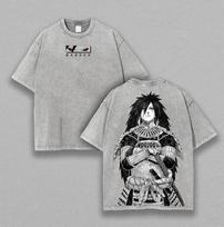 Uchiha Madara x Naruto Anime Double Printed Washed Tee, Gift For Anime Fan Love 3XL gray