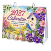 2027 Diamond Painting Calendar DIY 5D Crystal Rhinestone Table Desk Decor Home Office Art Gift