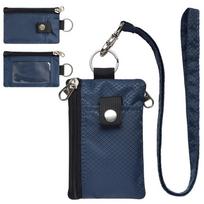 RFID Blocking Small Wallet Water Resistant Travel Keychain Wallet, Men Slim Zip Card Lanyard Wallet, Badge Holder with ID Window black