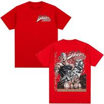 Anime JoJo Bizarre Adventure Jan Pierre Polnareff T-shirts Clothing Fashion Casual Loose Short Sleeves T Shirts Tops Unisex L red