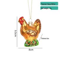 Glass Painted Rooster & Panda Animal Ornaments: Christmas Tree Decorations