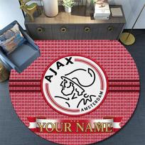 Custom Name Ajax Amsterdam Round Area Rug,Carpet Rug for Living Room Bedroom Sofa Playroom Decor,Non-slip Floor Mat 100cmx100cm white