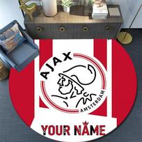 Custom Name Ajax Amsterdam Round Area Rug,Carpet Rug for Living Room Bedroom Sofa Playroom Decor,Non-slip Floor Mat 120cmx120cm