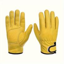 1 Pair of Work Gloves, Suitable for Gardening, Sports, Motorcycles, and Driving, Finely Processed with Soft Leather Material yellow