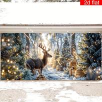 Moose Forest Motif, Large Wall Mural Party Banner, Suitable for Home Wall Decoration for New Year in Winter. 47.2x31.5inch/120*80cm gray