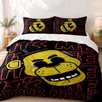 Five nights at freddy Custom Name 3pc set Perfect for bedroom use Comfortable bedding set includes a duvet cover and two pillowcases Ideal birthday or 140cmx210cm