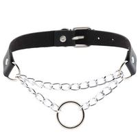 European-American Punk PU Leather O-Ring Choker Necklace