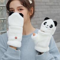Flip Gloves Apparel Accessories Cartoon Panda  Gloves Autumn Winter Gloves Women  Flip Gloves white