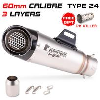 51MM 60MM Escape Moto Tube Motorcycle Exhaust Muffler With DB killer For pcx 125 c650gt tmx530 cb500 z400 r3 mt07 cbr650 C22 C23 TYPE-24 60MM