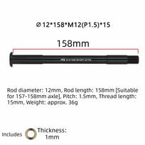 M12 Bike Thru Axle Rod High Strength Bike Thru Axle Skewers Shaft Bicycle Thru Axle  Road Bike 12*158 (Pitch 1.5) gray