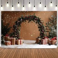 Christmas Theme Photography Backdrop Wooden House Brickwall Candy Gifts Xmas Tree Decors Birthday Family Party Photo Background8 79×59inch/200*150cm