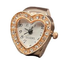 Heart-shaped Finger Ring Watch Elastic Digital Watch Fashion Ring Watch  Gift rožinio aukso spalvos