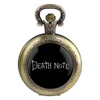 Classy Death Note Design Black Quartz Pocket Watch Fashion Necklace Timing Pendant with Chain Gift for Man Woman Souvenir black