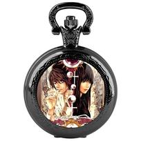 Classy Death Note Design Black Quartz Pocket Watch Fashion Necklace Timing Pendant with Chain Gift for Man Woman Souvenir black