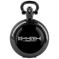 Classy Death Note Design Black Quartz Pocket Watch Fashion Necklace Timing Pendant with Chain Gift for Man Woman Souvenir black