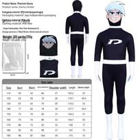 Fantomas Danny Anime Superherojus Kombinezonas Cosplay Kostiumas Helovinui & Comic Con Adult 170 cm black
