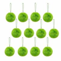 12Pcs Fluffy Fluffy Ball Hanging Ornament Furry Pom Poms Hanging Pendant  Festive Ornament 6cm žalia