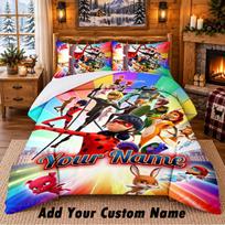 Miraculous Ladybug Custom Name 3Pcs Bedding Set 1 Bed Sheet 2 Pillowcases Bedroom Home Decor 140cmx200cm