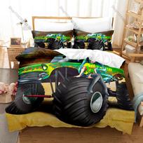 Cool Colorful Big Foot Grave Digger Monster Jam Truck Poster Duvet Cover Set 1 Quilt Cover 2 Pillowcases For Boys EU Single(135x200cm)