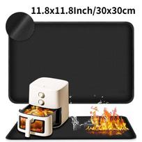 Heat Proof Air Fryer Mat Nonstick Food Grade Reusable Countertop Protector Pad for Home Kitchen Cooking Baking 11.8x11.8inch black