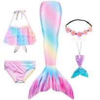 Nauja Undinėlė Uodegos Ariel Undinėlės Maudymosi Kostiumas Bikini Maudymosi Kostiumas Helovino Kostiumas Mergaitės Gali Pridėti Monopertaką Plaukimui Baseine 120(5-6T) white