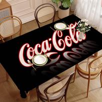 C-COCA Logo C-COLAS Rectangle Tablecloths Printed Table Cloth For Farmhouse Holiday Wedding Party Dining Table Decor 100X140CM white