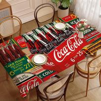 C-COCA Logo C-COLAS Rectangle Tablecloths Printed Table Cloth For Farmhouse Holiday Wedding Party Dining Table Decor 140X160CM
