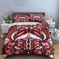 Mystic Floral Moth Decor Set Bedding Set with 1 Duvet Cover 2 Pillowcases Single Double King Queen, Gift EU Twin 135X200cm&set