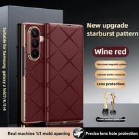 Full Protection for Samsung Galaxy Z Fold 8 Ultra 7 6 5 5G High-End Starlight Genuine Leather Texture Magnetic Plated Case Cover Galaxy Z Fold 8 Ultra gray