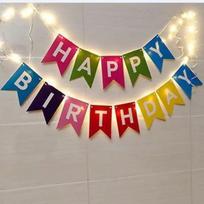 Multi Themes DIY Colored Lights Happy Birthday Banner Decorations Photo Booth Happy Birthday Bunting String Lights Flags Set
