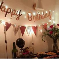 Multi Themes DIY Colored Lights Happy Birthday Banner Decorations Photo Booth Happy Birthday Bunting String Lights Flags Set