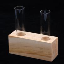 Removable Test Tube Glass Propagation Station Hydroponic Vase with Wooden Stand Perfect Housewarming Gift Double hole