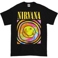 Nirvana Smile Face New Black T-Shirt Unisex Rock Band Tee M yellow