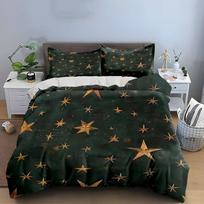 Golden Starry Night Decor Set Bedding Set with 1 Duvet Cover 2 Pillowcases Single Double King Queen, Gift AU Double 180X210cm&set