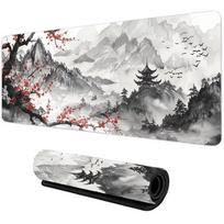 Chinese Ink Wash Mountain Cherry Blossom Desk Mat NonSlip Large Mouse Pad Waterproof Traditional Art Keyboard Pad 40x80x0.2cm