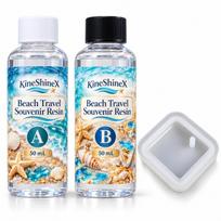 Beach Travel Souvenir Resin Kit, AB Epoxy Resin Set for Shell Sand Keepsake, Clear Casting Resin for Beach Memento DIY Crafts, 50ml A + 50ml B 1pc