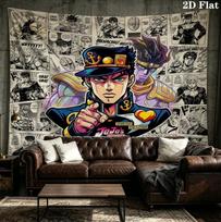 Jojos Bizarre Adventure Wall Tapestry Aesthetic Wall Hanging Printed Fabric Blanket Decorative Tapestries For Bedroom Living Room Home Decor 100cm x 150cm gray