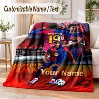 Custom Text Flannel Blanket Lamine Yamal Print Warm Cozy Blanket Home Sofa Bedding 80cmx120cm