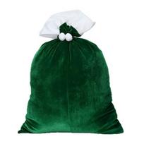 Flannel Gift Storage Bags Large Christmas Velvet Bag, Santa Claus Sack with Adjustable Soft Drawstring, Reusable Fabric Pouch for Xmas Holiday S žalia