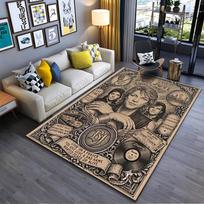 Pop Culture Area Rug, Bon Jovi Band Vintage Engraved Poster Est 1983, Man Cave Decor, Non-Slip Mat 40x60cm( 15x23in ) gray
