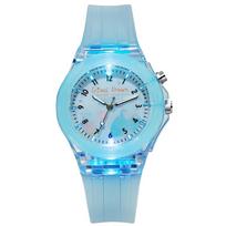 Soft Silicone Luminous Wrist Watch for Kids Flash Light Children Quartz Watch Casual Sport Baby Boys Girls Clock Reloj Infantil blue