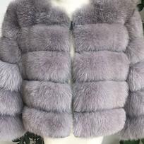 TrendHub High Quality Fur Coat Women 100% Real Fox Fur Jacket Women's Fall/Winter Luxury Short Natural Fox Fur Coat Leather Jacket XXXXL gray