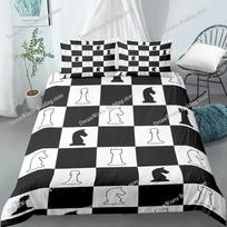 Chess Board Duvet Cover Set 3D Print International Chess Black White Comforter Cover for Boys Girls Polyester Bedding Set EU Single 135x200cm