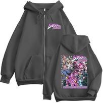 Anime JoJo Bizarre Adventure Zipper Hoodies STEEL BALL RUN Johnny Joestar Manga Zip Up Sweatshirts Men's Women Casual Pullovers 2XL black