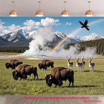 2D Prairie Landscape Backdrop for Nature Photography, Western-themed Decor or Aesthetic Use 59x51.1inch/150*130cm gray