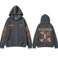 Anime My Hero Academia Bakugou Katsuki Zipper Hoodie Men Women Cartoon Cosplay Zip Up Hoodies Male Casual Retro Oversized Jacket 2XL black